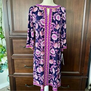Purple and Blue Sheath Dress with Keyhole Neckline Size M